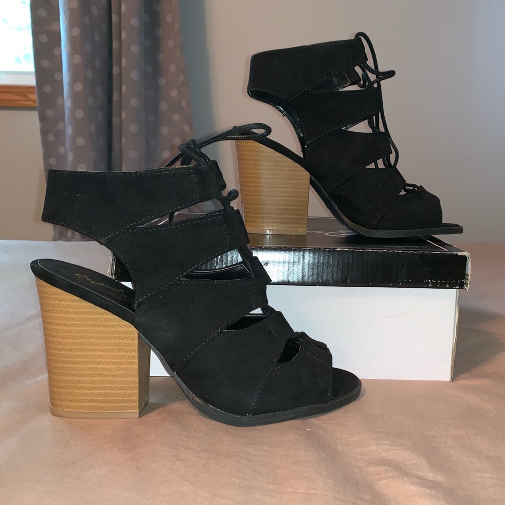 Qupid Lace-Up Heel